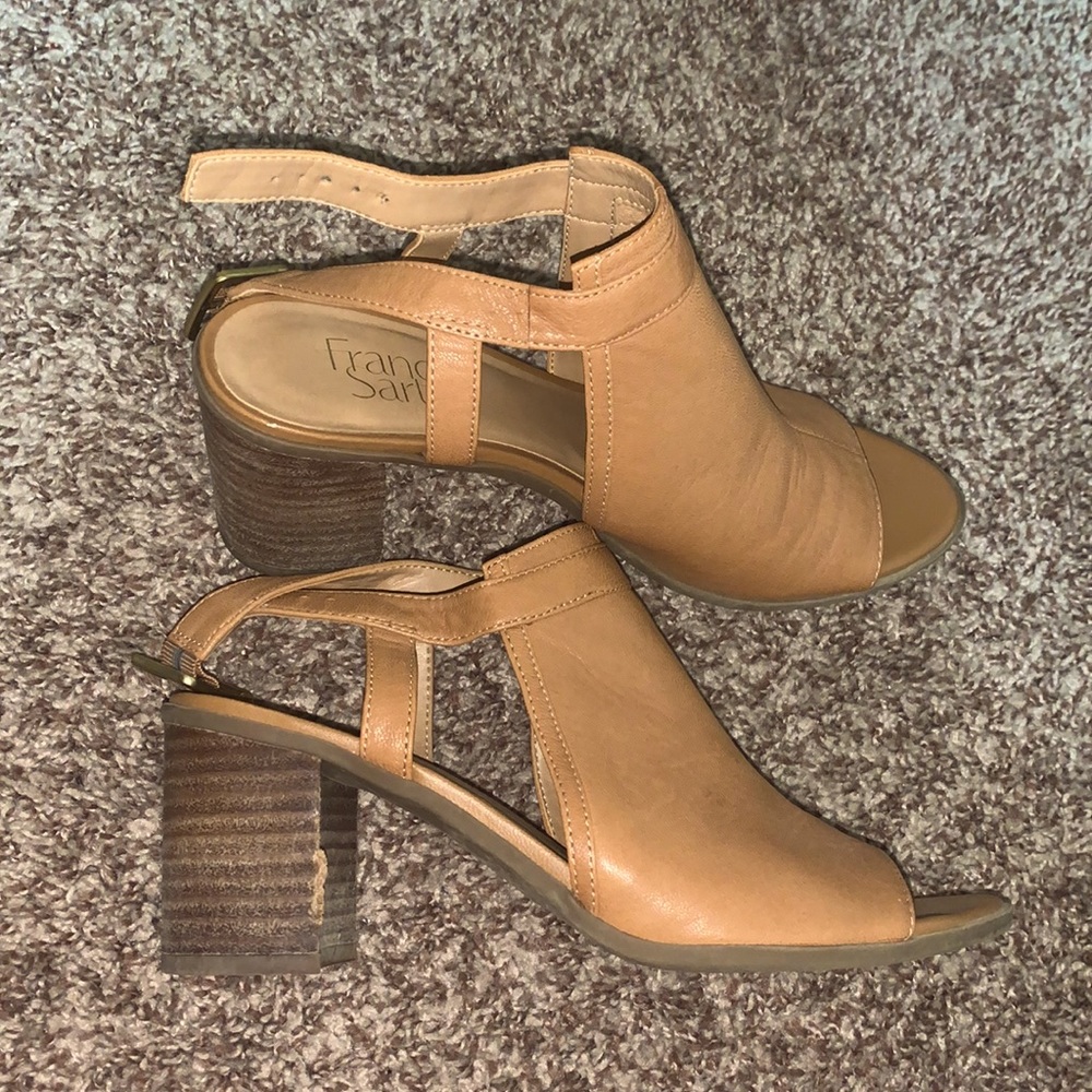 Franco Sarto tan open toe/heel booties